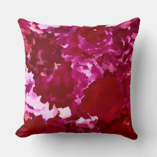 Painted Red Flowers Pillow