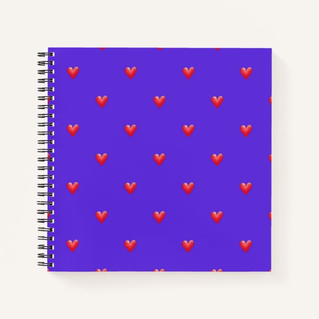 Painted Red Hearts on Purple Valentine's Day Gift Notebook (Front)