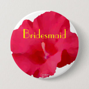 Painted Red Hibiscus 7.5 Cm Round Badge