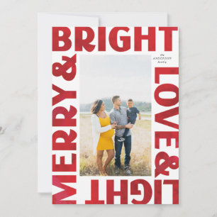 Painted Red Merry and Bright Love n Light Holiday Card