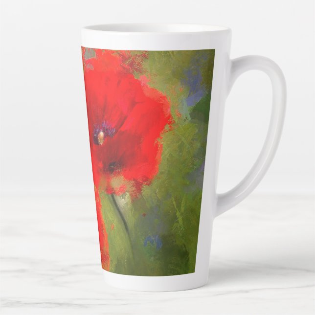 Painted Red Poppies Latte Mug (Right)