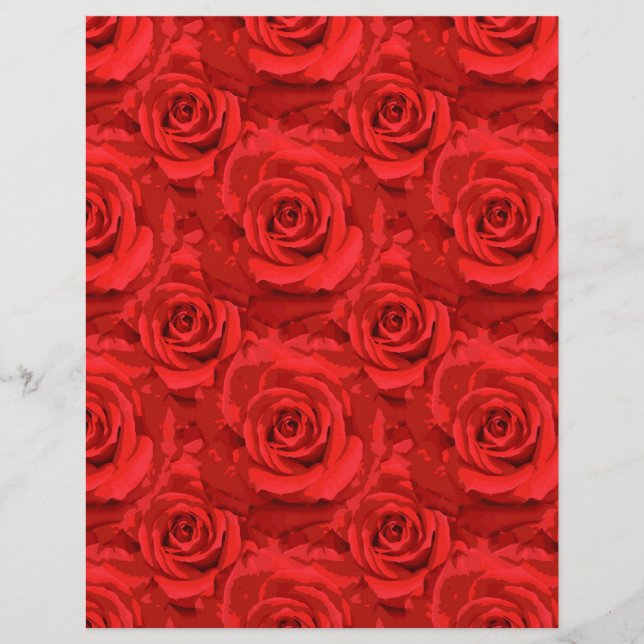 Painted Red Roses Arts & Craft Scrapbook Paper (Front)