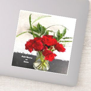 Painted Red Roses on Black and White Background 