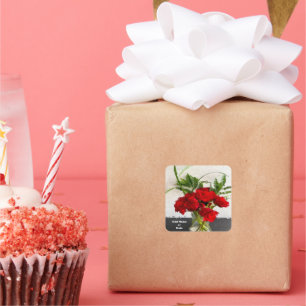 Painted Red Roses on Black and White Background  Square Sticker