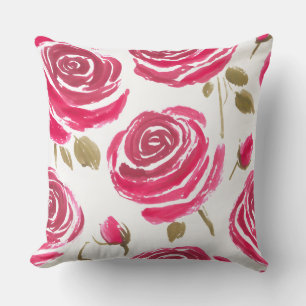 painted red roses pattern cushion