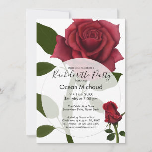 Painted Red Roses White Invitation