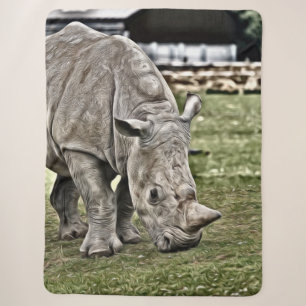 Painted Rhino Sherpa Blanket
