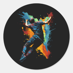 Painted Rock Climber Men Artistic Boys Rock Climbi Classic Round Sticker
