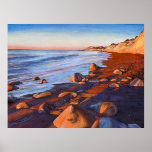 Painted Rocky Beach Shoreline Poster (Front)