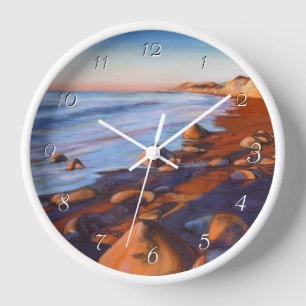 Painted Rocky Beach Shoreline Round Clock