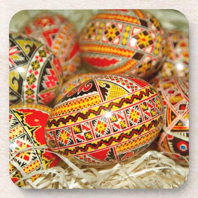 Painted Romanian Easter Eggs Coaster (Front)