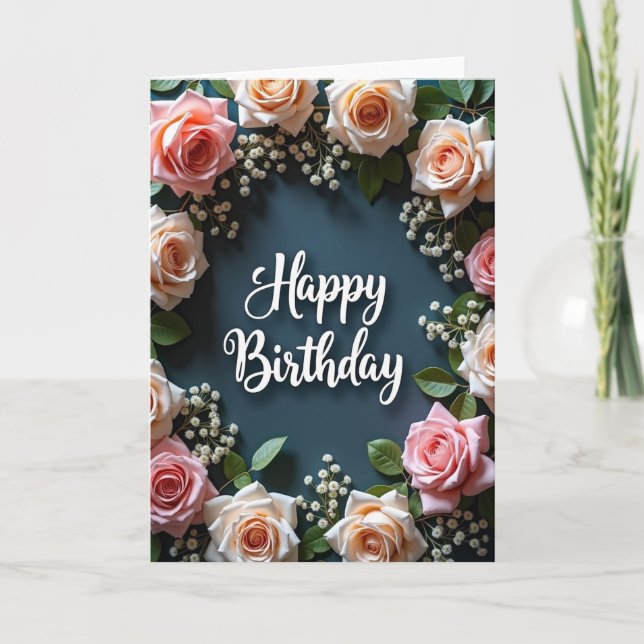 Painted Rose Birthday Card (Front)
