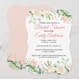 Painted Rose Floral Bridal Shower Invitation