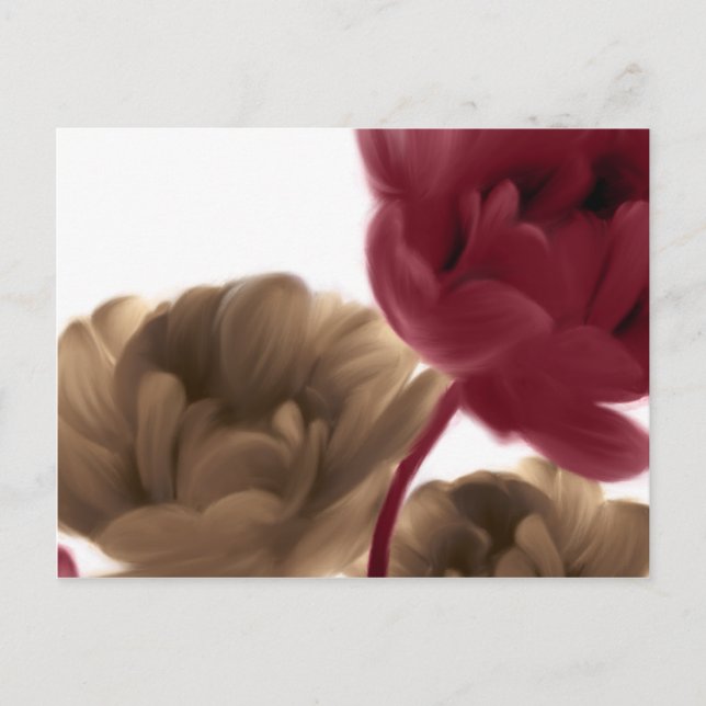 Painted Roses - Burgundy and Burlap Postcard (Front)