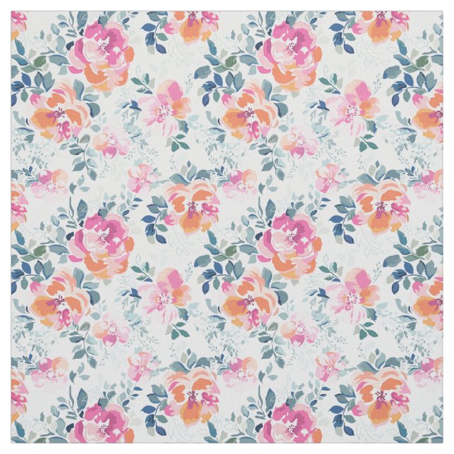 Painted Roses Pattern Fabric (Swatch)