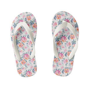 Painted Roses Pattern Kid's Thongs