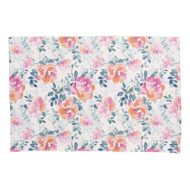 Painted Roses Pattern Pillowcase (Front-Left)