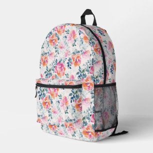 Painted Roses Pattern Printed Backpack