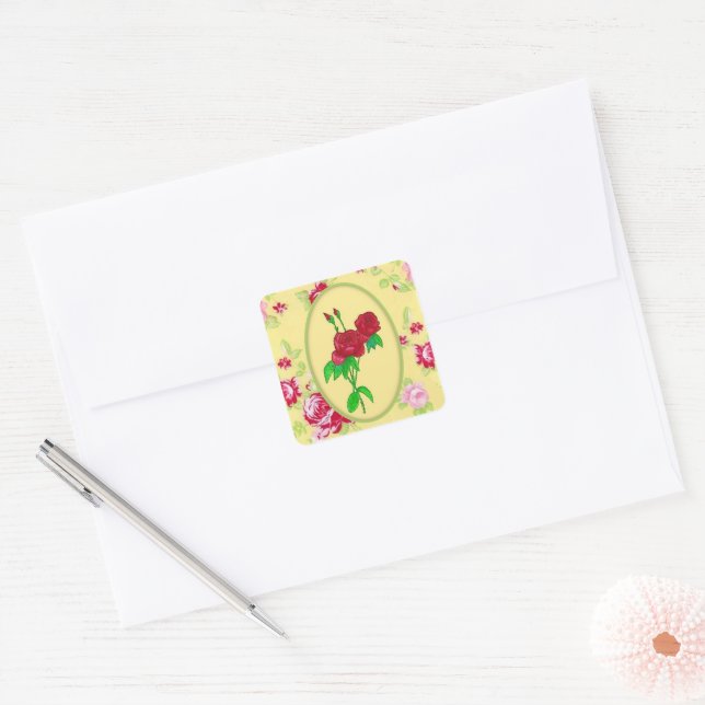 Painted Roses Sticker (Envelope)