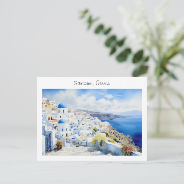 Painted Santorini in Greece Postcard (Standing Front)