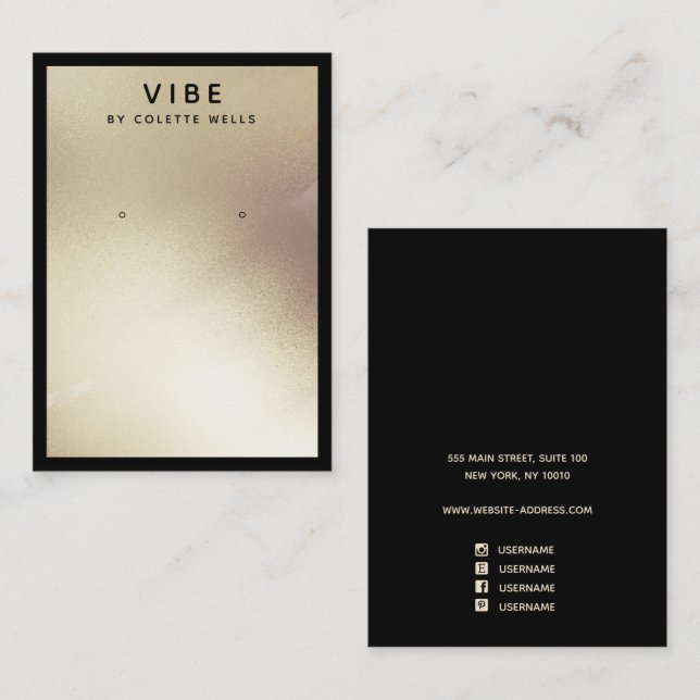 Painted Satin Gold Earring Display Jewellery Holde Business Card (Front/Back)