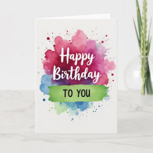 Painted Script Birthday Card