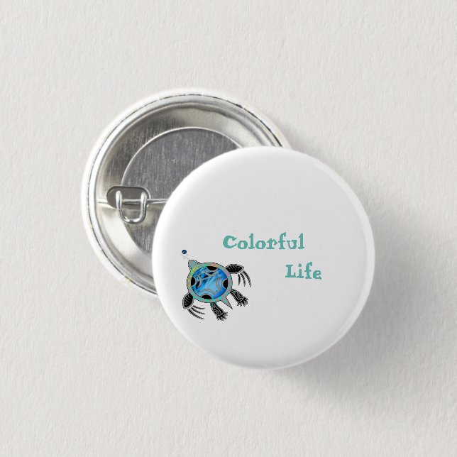 Painted Sea Turtle 3 Cm Round Badge (Front & Back)