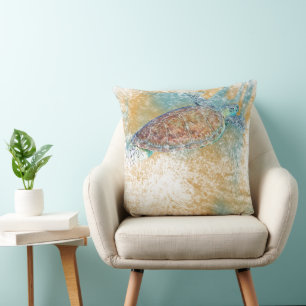 Painted Sea Turtle Art Cushion