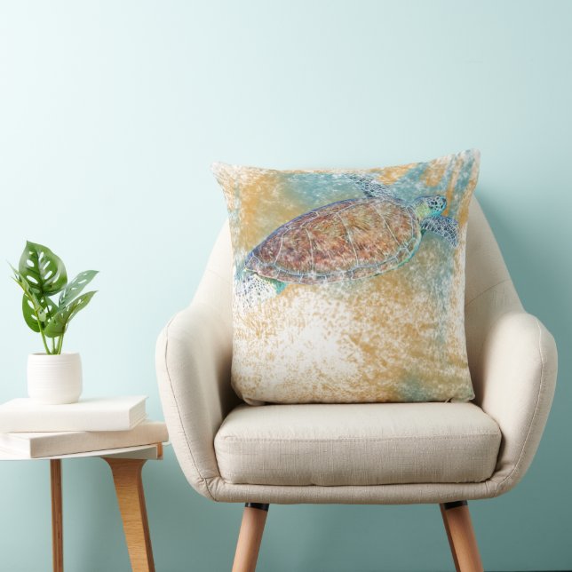 Painted Sea Turtle Art Cushion (Chair)