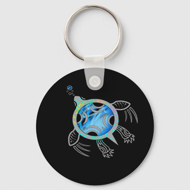 Painted Sea Turtle Key Ring (Front)