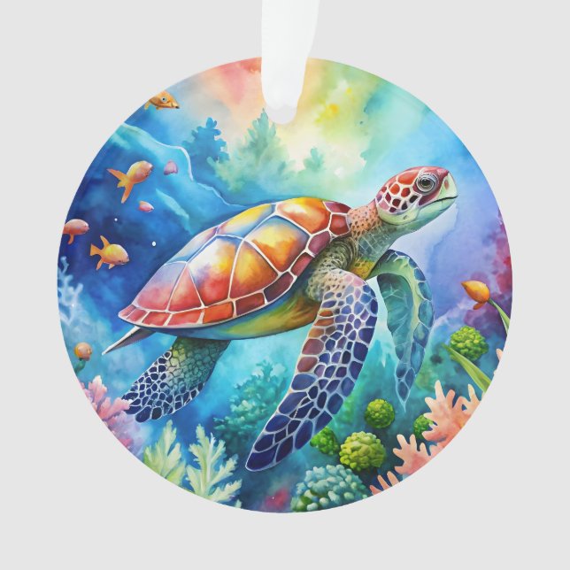 Painted Sea Turtle  Ornament (Front)