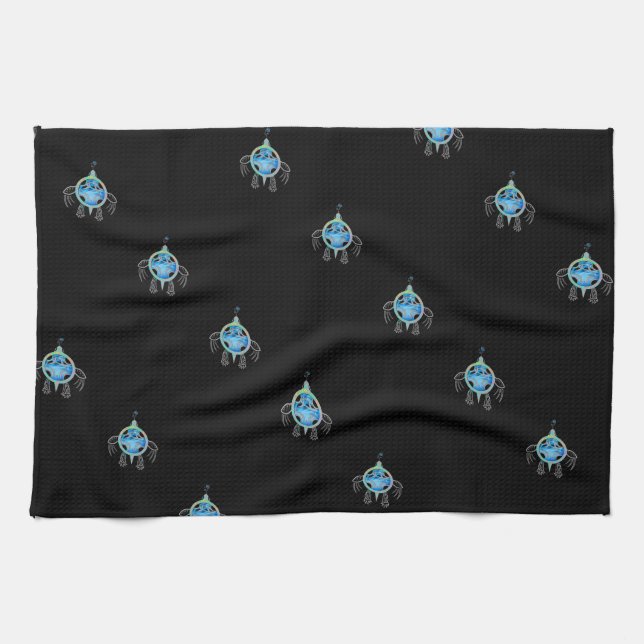 Painted Sea Turtle Tea Towel (Horizontal)