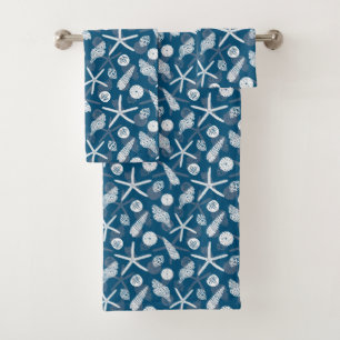Painted Shells And Starfish Marine        Bath Towel Set