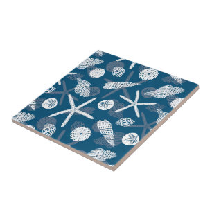 Painted Shells And Starfish Marine       Ceramic Tile