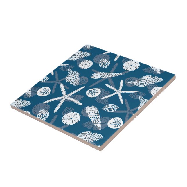 Painted Shells And Starfish Marine       Ceramic Tile (Side)