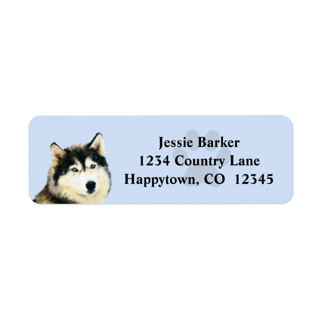 Painted Siberian Husky Return Address Label (Front)