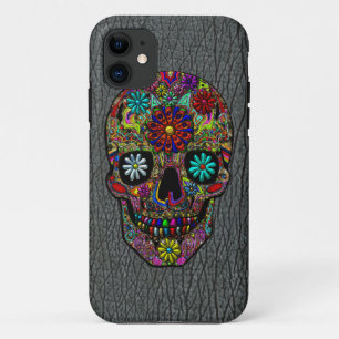 Painted Skull Floral Art iPhone 11 Case