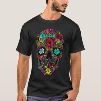 Painted Skull with Floral Design T-Shirt