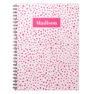 Painted Smudge Dots Preppy Hot Pink Personalised Notebook