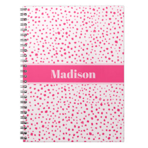 Painted Smudge Dots Preppy Hot Pink Personalised Notebook