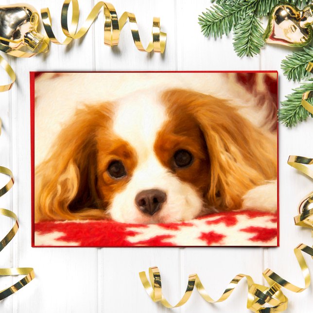 Painted Snowflake Sweet King Charles Spaniel Card (Creator Uploaded)