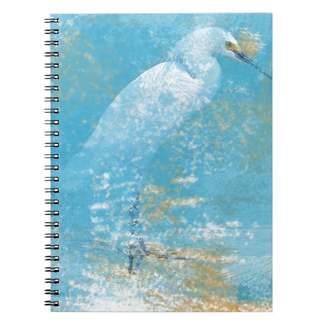 Painted Snowy Egret Artwork | Spiral Note Book (Front)