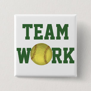 Painted Softball Art 15 Cm Square Badge