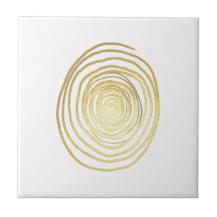 Painted Spiral Swirl in Faux Sparkly Gold Ceramic Tile