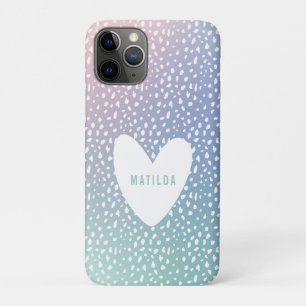 Painted spot + heart pastel gradient personalised iPhone 11 pro case