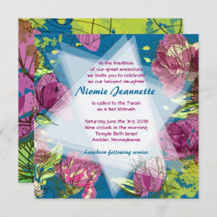 PAINTED SPRING FLOWERS Bat Mitzvah Invitation