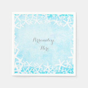 Painted Starfish Aqua Blue Custom Party Napkin