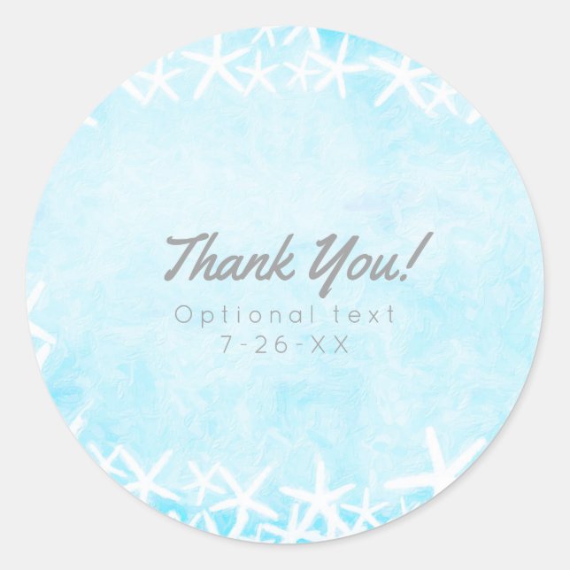 Painted Starfish Aqua Blue Party Custom Favour Classic Round Sticker (Front)