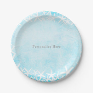 Painted Starfish Aqua Blue Party Custom Party Paper Plate