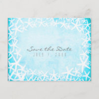 Painted Starfish Aqua Blue Party Save the Date